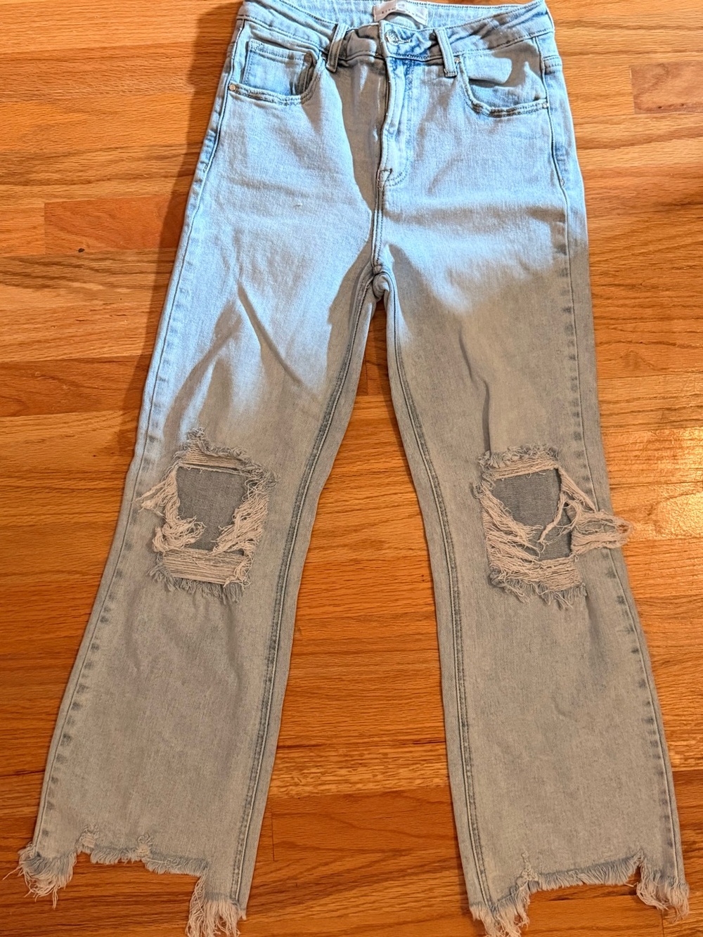 Light Wash Distressed High-Rise Risen Jeans